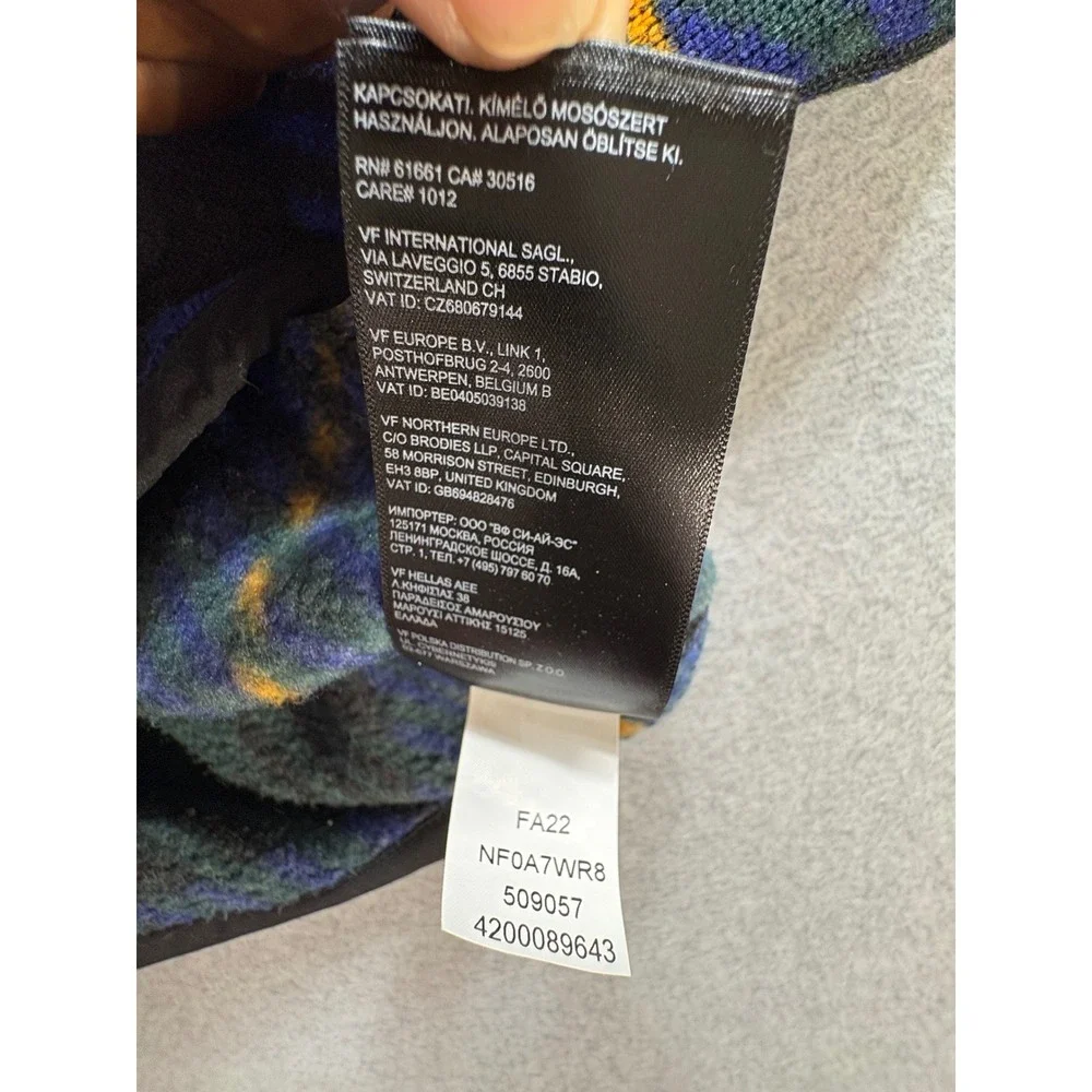 The North Face Mens Plaid Fleece Quarter Zip Pullover Blue Green NF0A7WR8 FA22 M